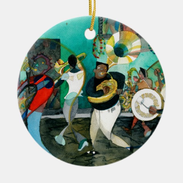 Musik-Malerei "New- Orleansjazz " Keramikornament (Vorne)