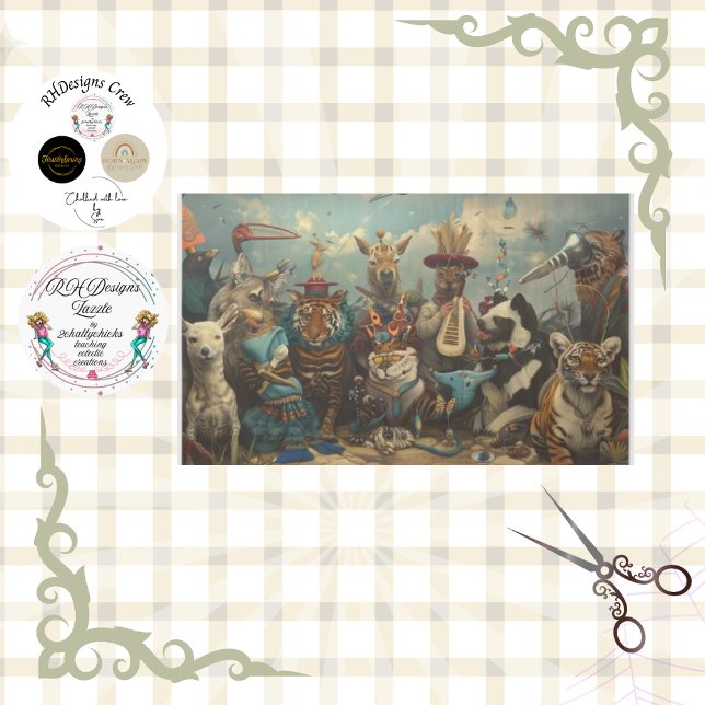 Musik Menagerie von Tieren Decoupage Seidenpapier (Von Creator hochgeladen)