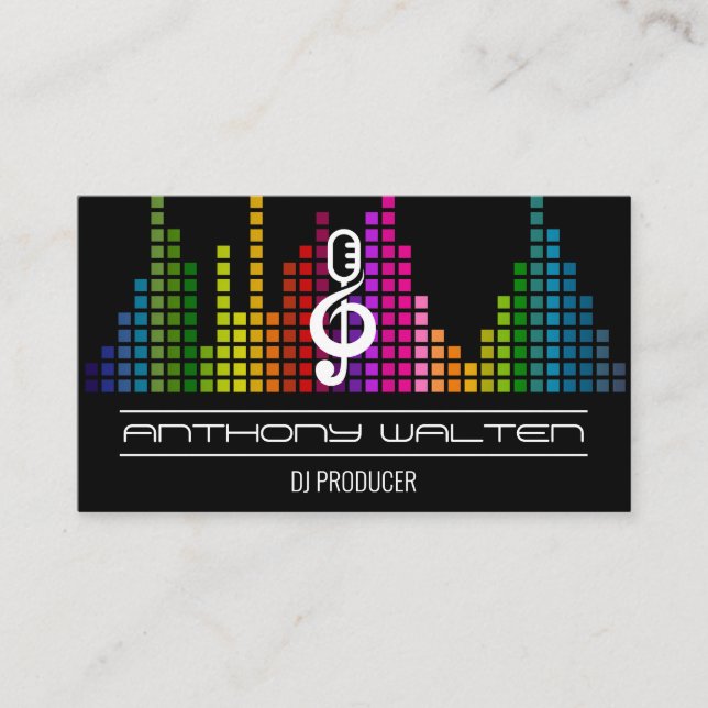 Musik-Mikrofon-Logo | Colorful Equalizer Visitenkarte (Vorderseite)