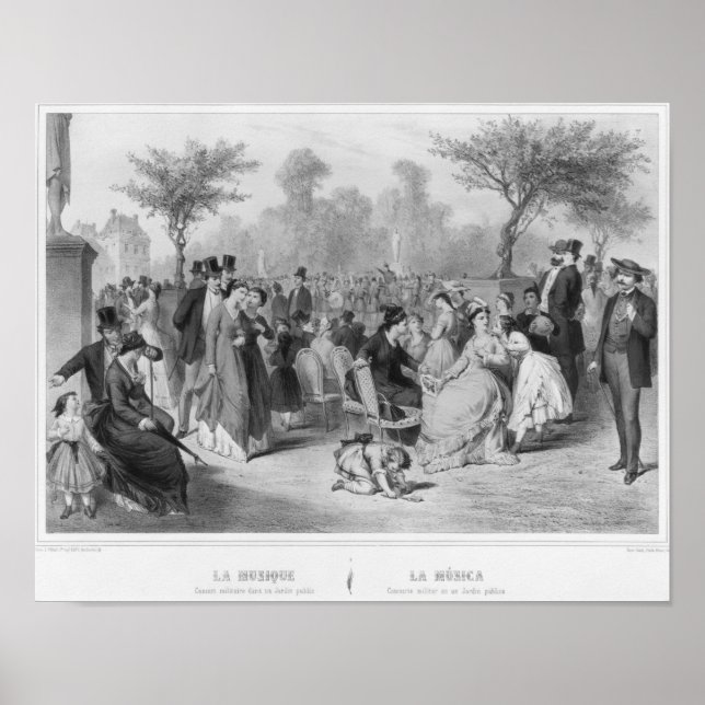 Musik, Militärkonzert in einem öffentlichen Garten Poster (Vorne)