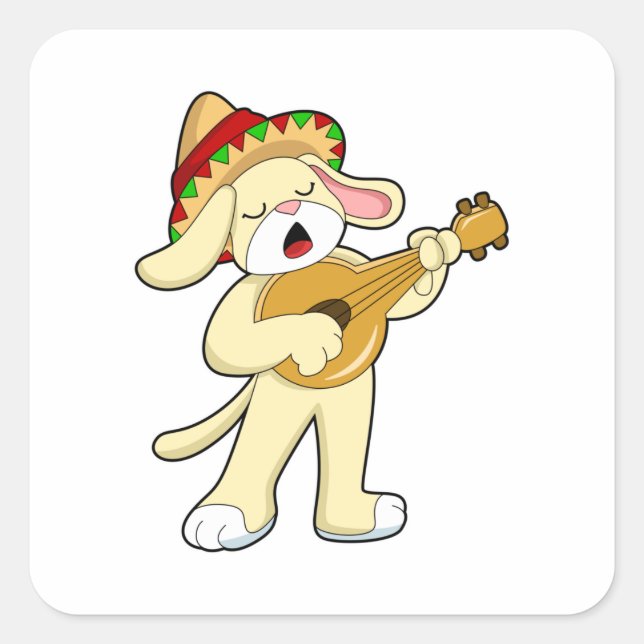 Musik mit Gitarre spielen Quadratischer Aufkleber (Vorderseite)