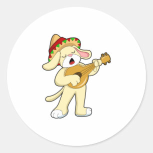 Musik mit Gitarre spielen Runder Aufkleber