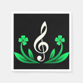 Musik mit glücklichem Klee Serviette