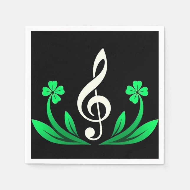 Musik mit glücklichem Klee Serviette (Vorderseite)