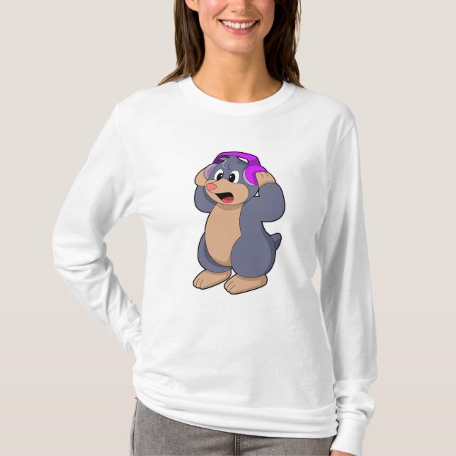 Musik mit Kopfhörer T-Shirt (Vorderseite)