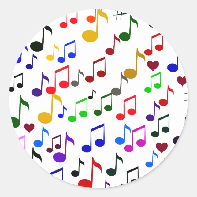 Musik mit Liebe_ Runder Aufkleber (Vorderseite)