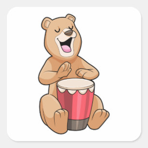 Musik mit Trommelmusik Quadratischer Aufkleber