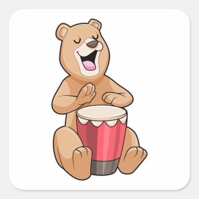 Musik mit Trommelmusik Quadratischer Aufkleber (Vorderseite)