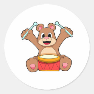 Musik mit Trommelmusik Runder Aufkleber