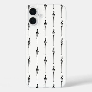 Musik Motif Melting Treble Clef Schwarz-Weiß-Musik iPhone 16 Plus Hülle