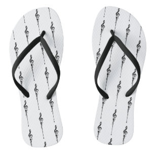 Musik Motif Melting Treble Clef Schwarz-Weiß-Musik Flip Flops