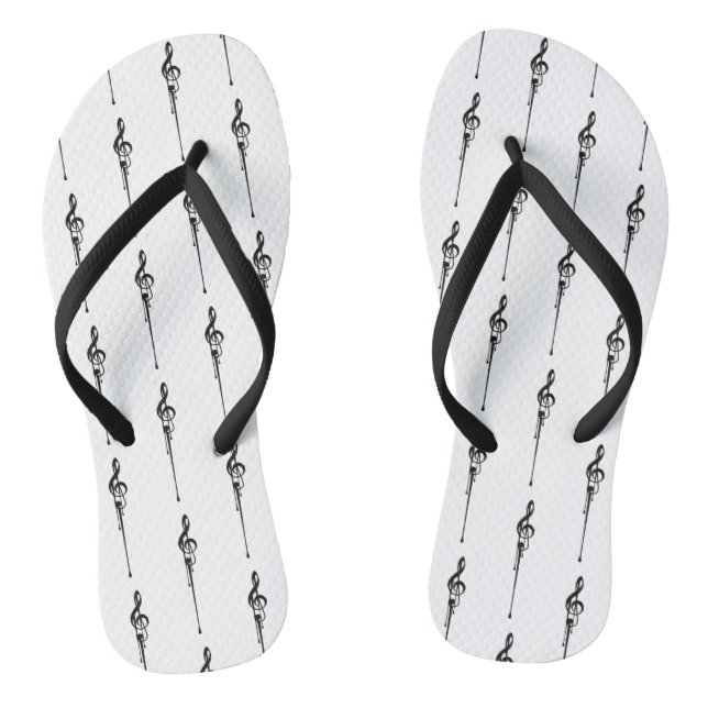 Musik Motif Melting Treble Clef Schwarz-Weiß-Musik Flip Flops (Fußbett)