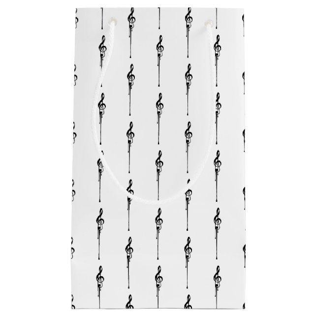 Musik Motif Melting Treble Clef Schwarz-Weiß-Musik Kleine Geschenktüte (Vorderseite)