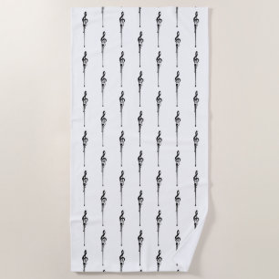 Musik Motif Melting Treble Clef Schwarz-Weiß-Musik Strandtuch