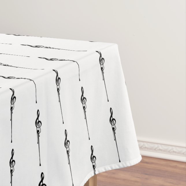 Musik Motif Melting Treble Clef Schwarz-Weiß-Musik Tischdecke (Beispiel)