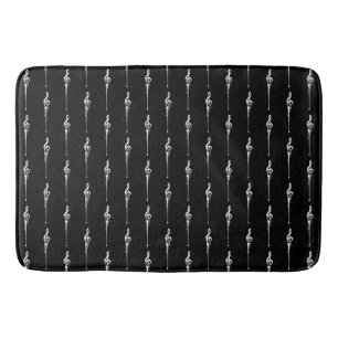 Musik Motif Melting Treble Clef Weiß und Schwarz Badematte