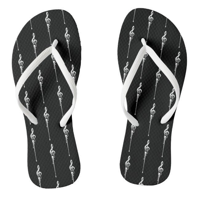 Musik Motif Melting Treble Clef Weiß und Schwarz Flip Flops (Fußbett)