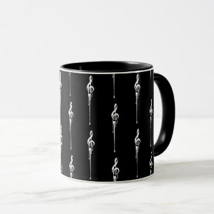 Musik Motif Melting Treble Clef Weiß und Schwarz Tasse