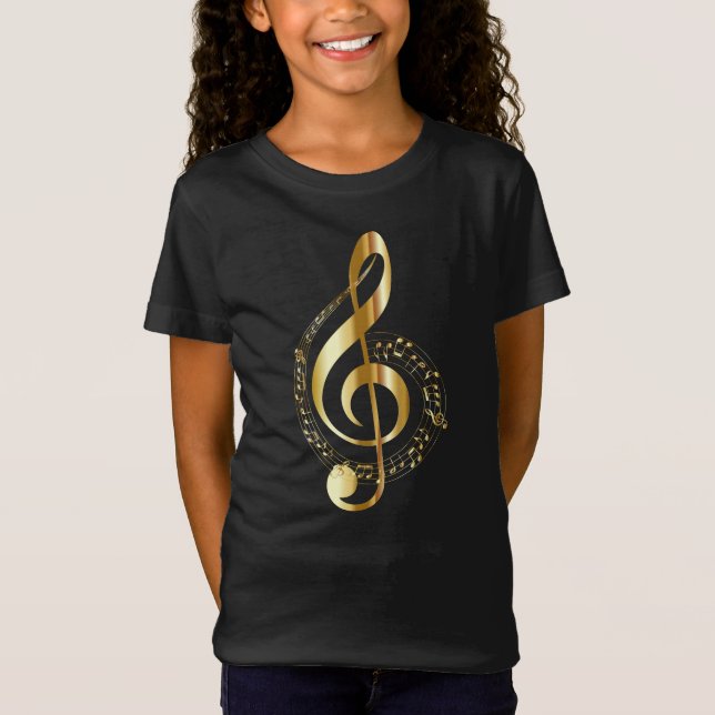 Musik, Musik, Musik, Treble clever in Gold, T-Shirt (Vorderseite)