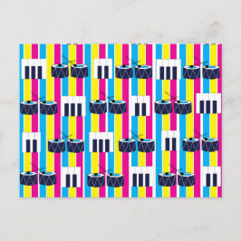 Musik Musik Musik Trommeln Piano Schlüssel Musik Postkarte