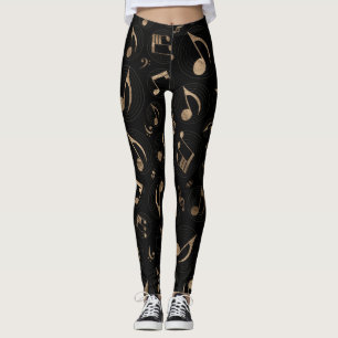 Musik-Muster - Schwarzes und Gold Leggings