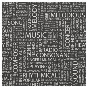 MUSIK-Muster-Wortwolke Stoff