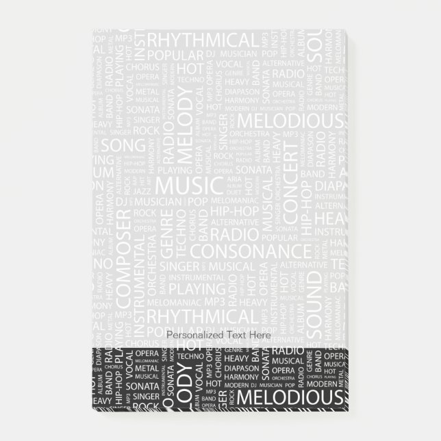 MUSIK-Musterwolke Post-it Klebezettel (Vorderseite)