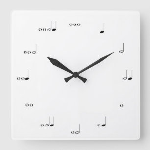 MUSIK NOTE WALL CLOCK SCHWARZ UND WEISS QUADRATISCHE WANDUHR