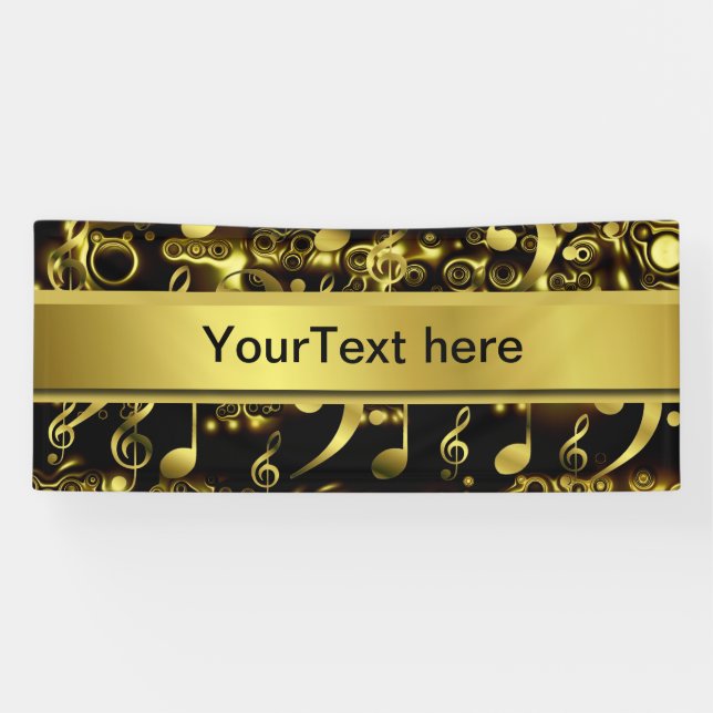 Musik, Noten, Noten, Gold, Banner, Vorlage, Banner (Horizontal)