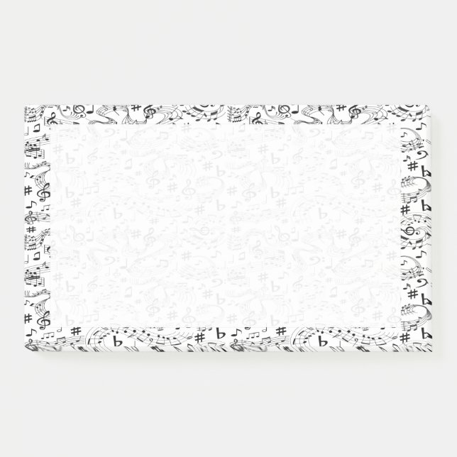 Musik - Noten Schwarz und Weiß Post-it Klebezettel (Vorderseite)