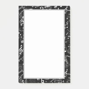 Musik - Noten Schwarz und Weiß Post-it Klebezettel