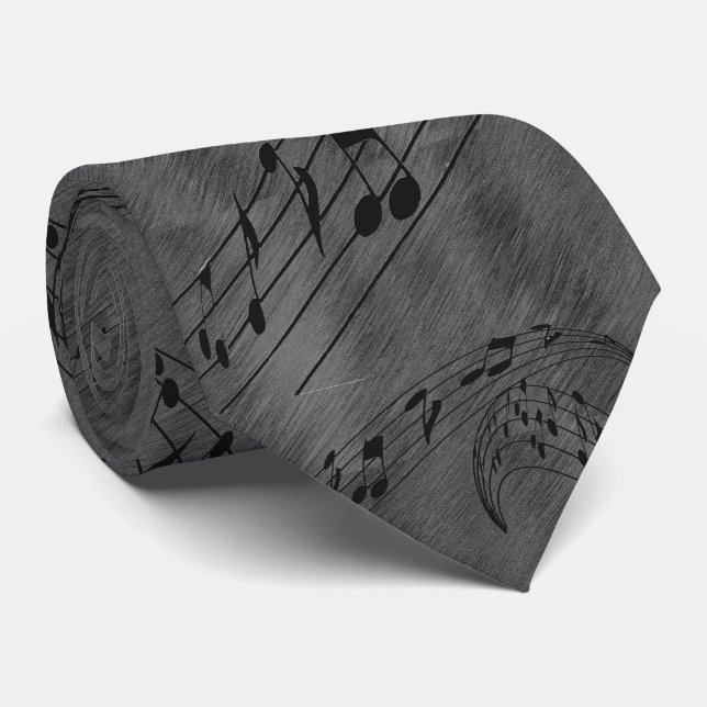 MUSIK NOTES-TIE-GRAY KRAWATTE (Gerollt)