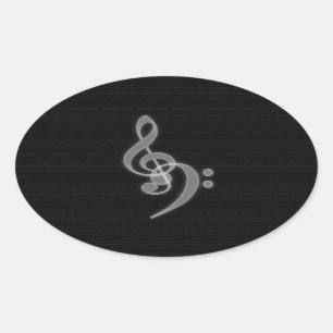 Musik - Ovale Sticker für Treble und Bass Clef
