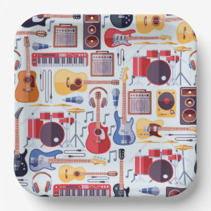Musik Papier Teller, Musikinstrumente Party Pappteller