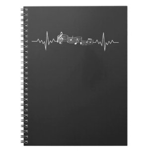 Musik-Personal-Herzschlag zum Musiknoten weiß Notizblock