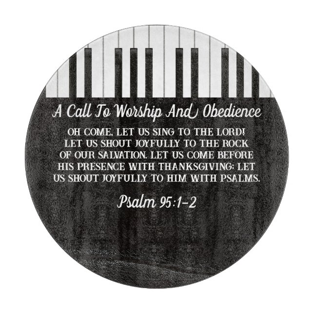 Musik Piano Keys Black & White Bible Verse Schneidebrett (Vorderseite)