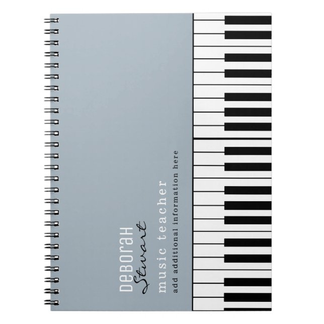Musik Piano Lehrer Elegante Dusty Blue Notizblock (Vorderseite)