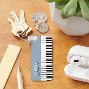 Musik Piano Schlüssel Lehrer Elegant Dusty Blau Schlüsselanhänger