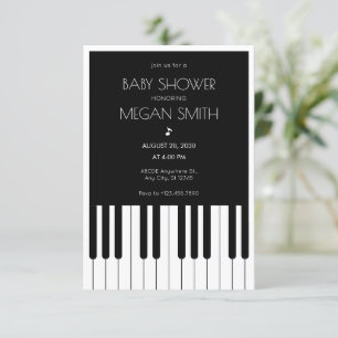 Musik-Piano, schwarz-weiß, Babydusche Einladung