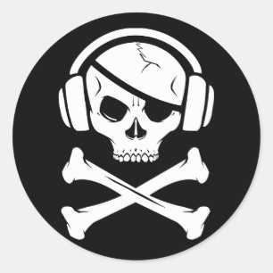 Musik Pirate-Logo gegen Ria Runder Aufkleber