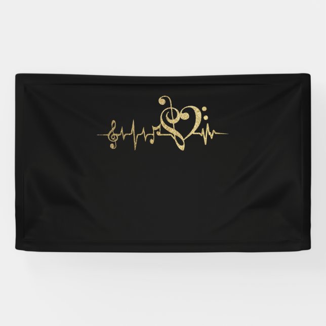 Musik Puls Notes Clef Heartbeat Banner (Horizontal)