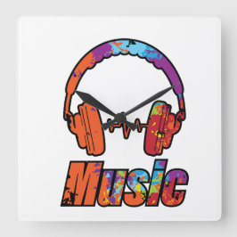 Musik Quadratische Wanduhr