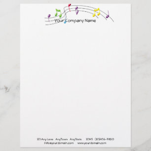 Musik-Regenbogen-Personal auf weißem Hintergrund Briefbogen