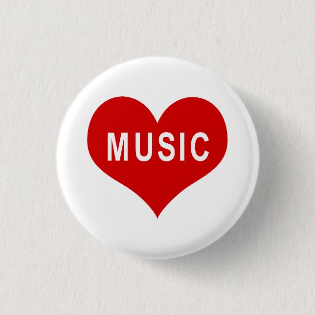 MUSIK Rotes Liebe Herz Button (Vorderseite)