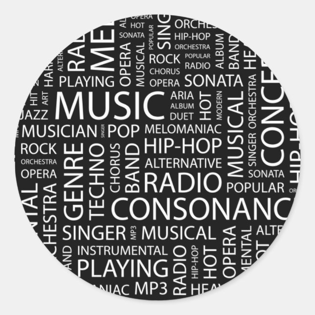 MUSIK RUNDER AUFKLEBER (Vorderseite)