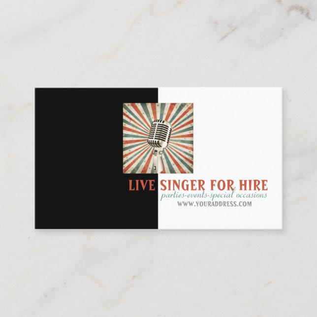 Musik-Sängervocalist-Mietmikrofon-Foto-Karte Visitenkarte (Vorderseite)