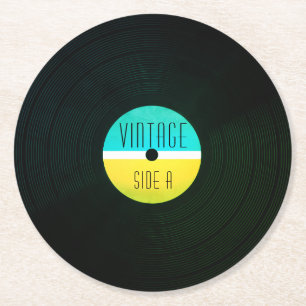 Musik Schallplatte Vinyl im Vintage-Stil Runder Pappuntersetzer