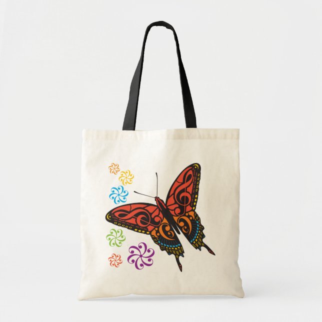 Musik Schmetterling Tragetasche (Vorne)
