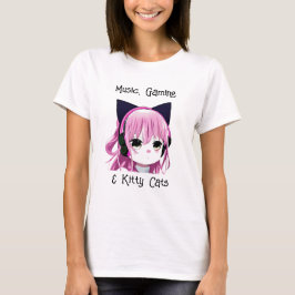 Musik, Spiele und Katzen | Anime Girl T-Shirt