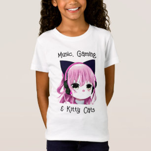 Musik, Spiele und Katzen   Anime Girl T-Shirt